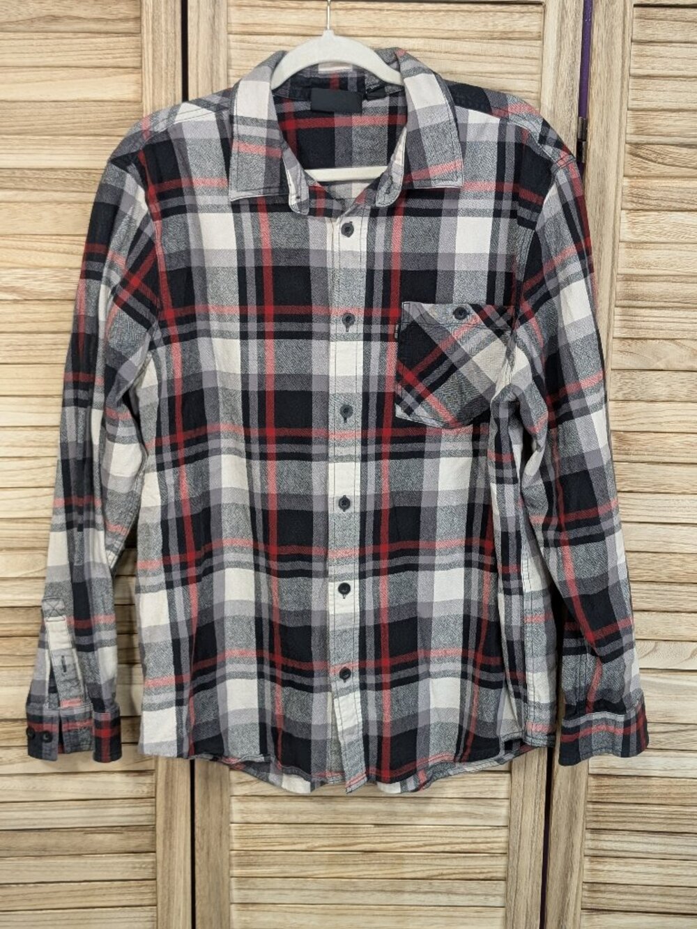 Harley-Davidson Flannel Black, White & Red Plaid Long-Sleeve Button-Up Shirt XL
